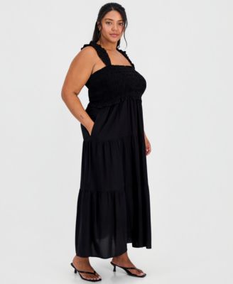 Full Circle Trends Plus Size Smocked Bodice Sleeveless Maxi Dress - Shell Pink - Size 1X