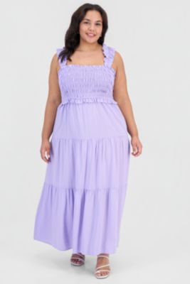 Plus Size Smocked Bodice Sleeveless Maxi Dress