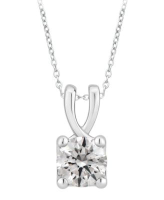 GIA Certified Diamond Solitaire Diamond 18" Pendant Necklace (1/2 ct. t.w.) in 14k White Gold