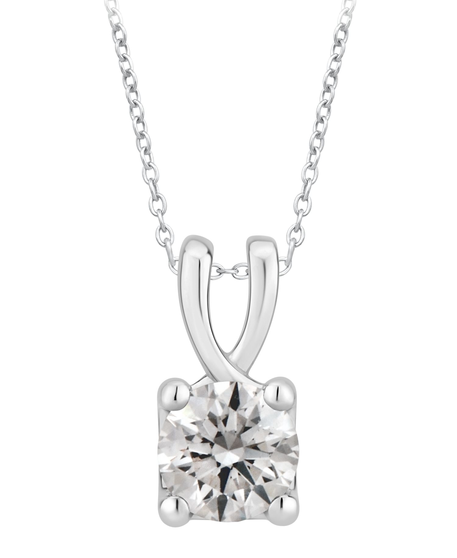 GIA Certified Diamond Solitaire Diamond 18" Pendant Necklace (1/2 ct. t.w.) in 14k White Gold