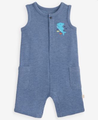 Baby Boys' 0M-24M Shark Waffle Sunsuit