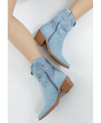 Womens Nigara Cut Out Detail Denim Cowboy Boots