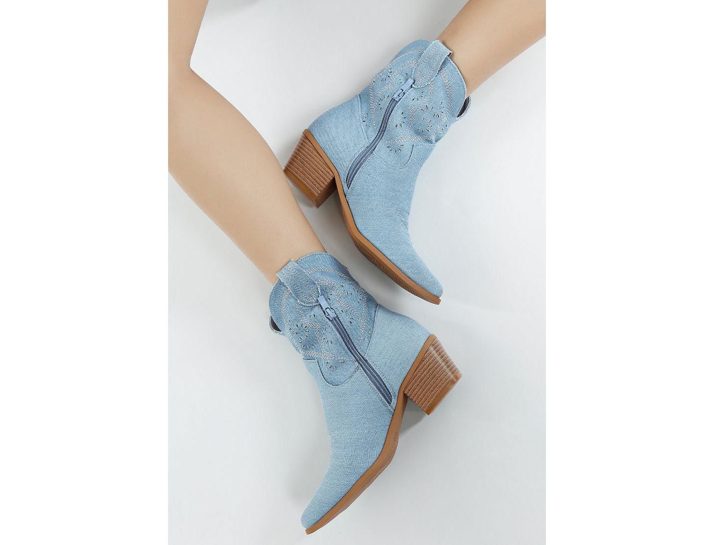 Женские ботинки London Rag Nigara Cut Out Detail Denim Cowboy, цвет: Джинсовый — фото 5
