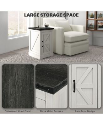 End Table with Charging Station and USB Ports,