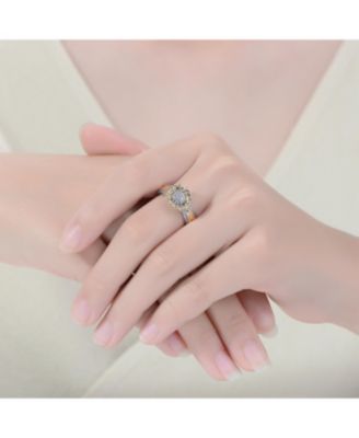 Unique Two-Tone Radiant Pave CZ Flower-Inspired Ring