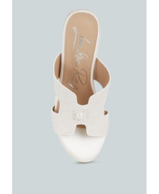 Womens Renier Satin Pearl Detail Wedge Sandals