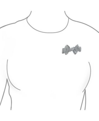 Victorian Style Statement Crystal Fashion Bow Brooch Pin Silver Plated