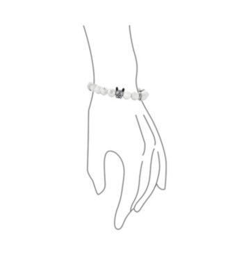 Pet Charm Frenchie French Bull Dog White Howlite Bead Stretch Bracelet