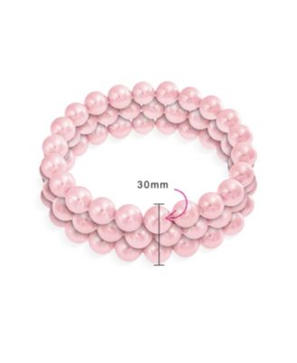 Stackable Stretch Bracelet with Simulated Pearl Round Beads