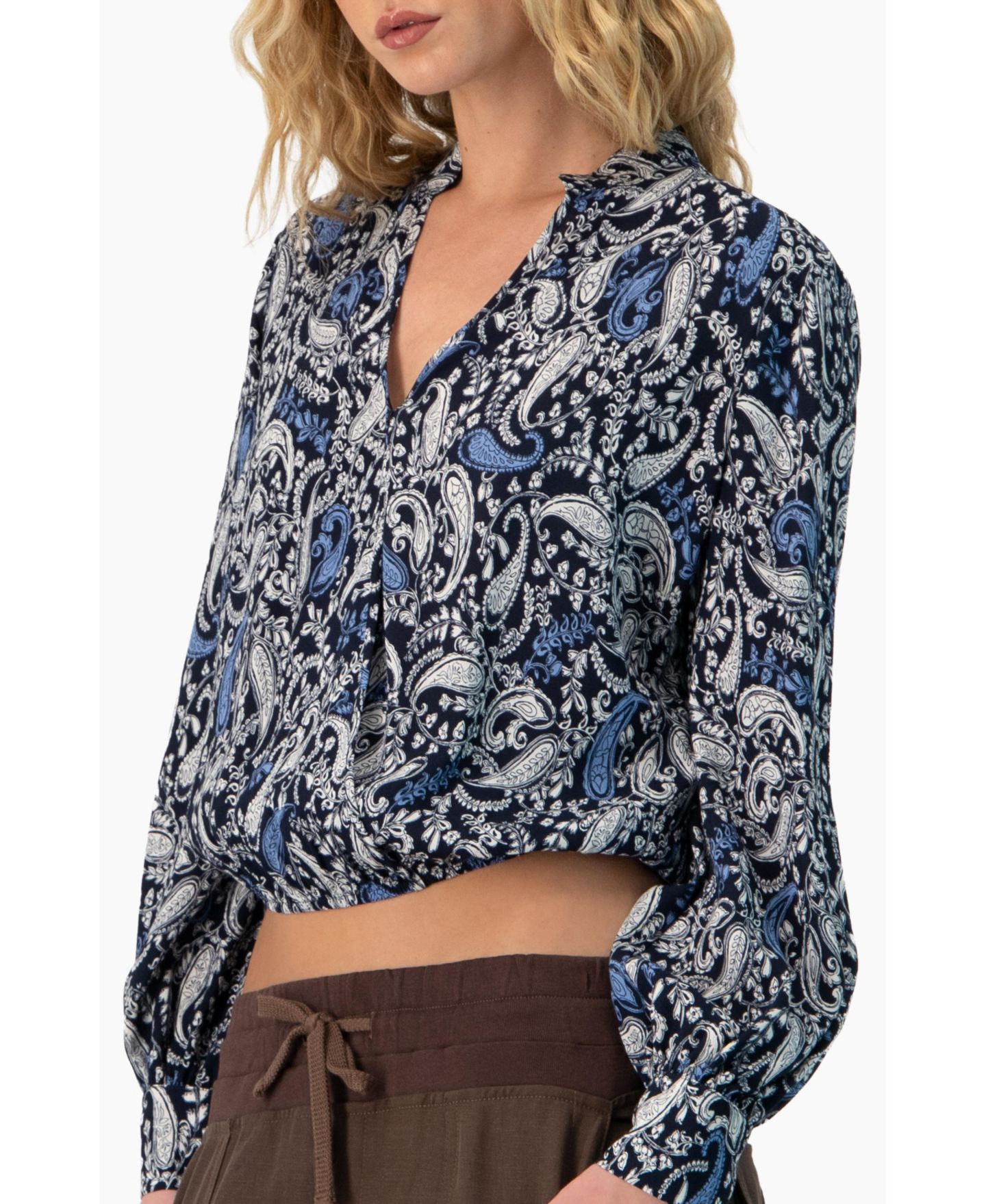 Женская блузка Ivonne Long Sleeve Paisley V-Neck, цвет: Тёмно-синий — фото 4
