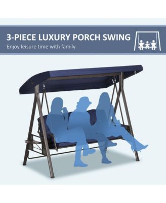 3-Seat Patio Swing w/ Tilt Canopy, Cushions & Cup Tray, Dark
