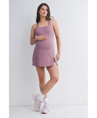 Maternity Sleeveless Scoop Neck Active Dress with Built-In Shorts
