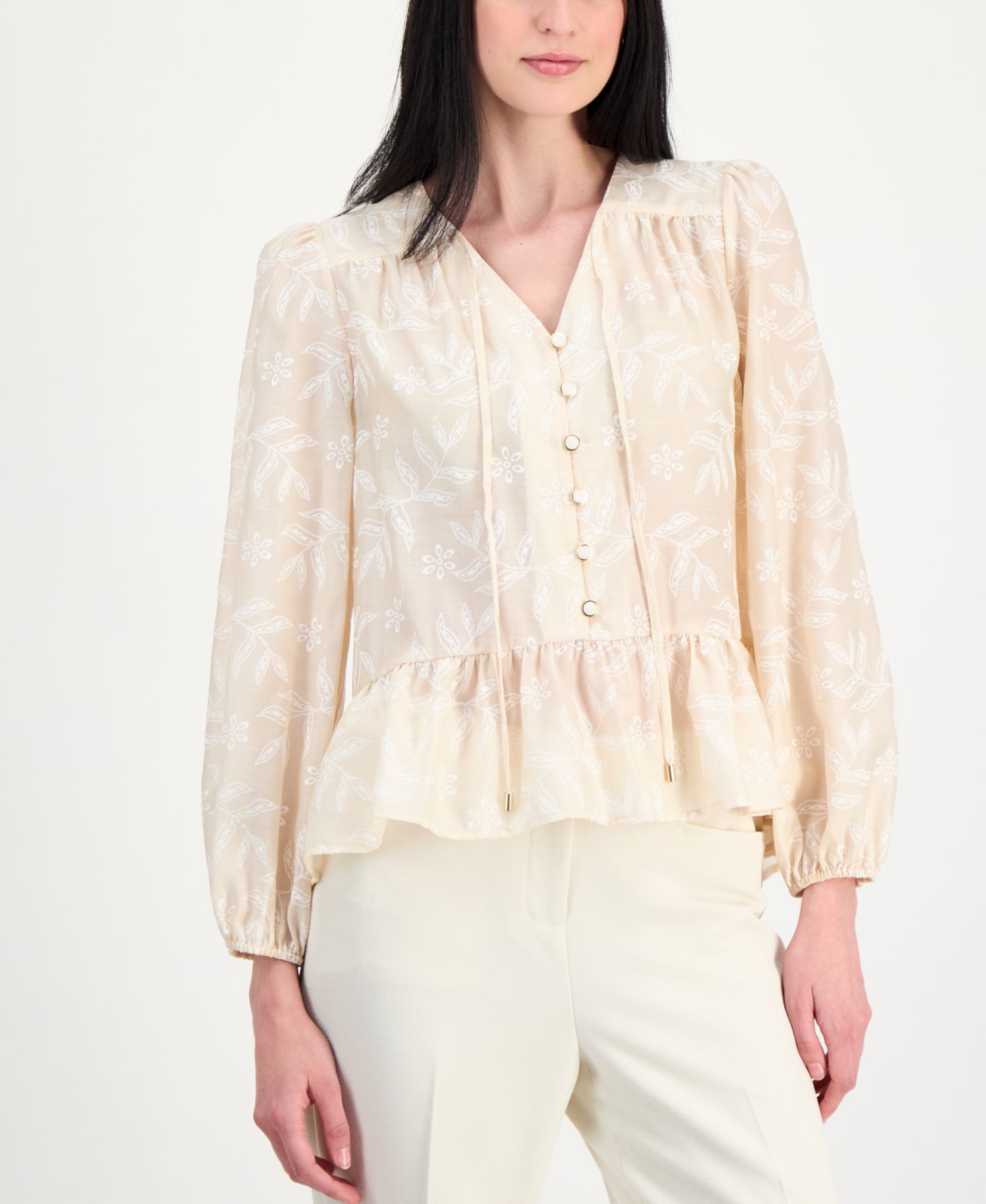 Women's Long-Sleeve Peplum Blouse