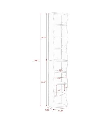 8-Tier Tall Narrow Bookshelf - A Wavy Border Design, Adjustable Shelves, Freestanding Display Bookcase for Living Room, Home Office