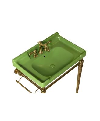 Bathroom Ceramic Sink Basin with 3 Faucet Holes, Rectangular Countertop Vanity with Overflow for Modern Bathroom