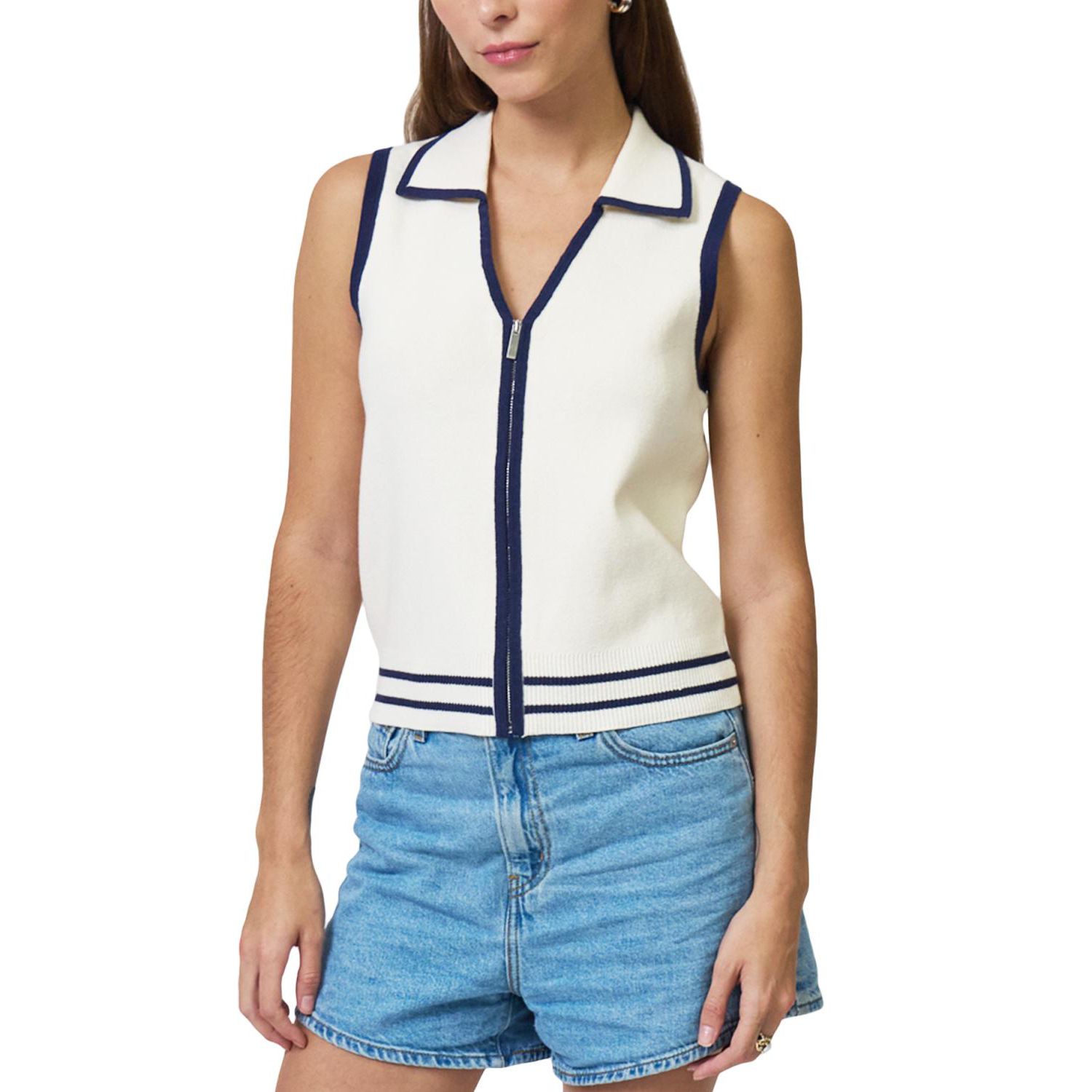 Women's Allie Sleeveless Collared Zip Up