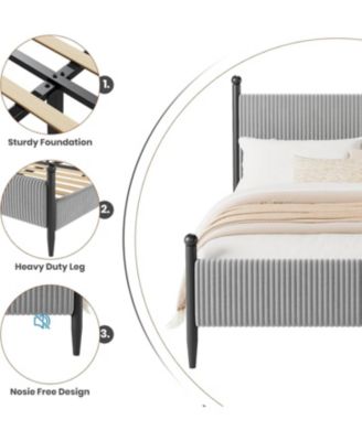 Bed Frame with Velvet Headboard