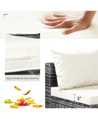 7PCS PE Rattan Patio Sectional Sofa Conversation Set w/ Cushions