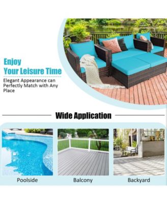 5PCS Outdoor Patio Rattan Conversation Sofa Furniture Set w/ Cushions