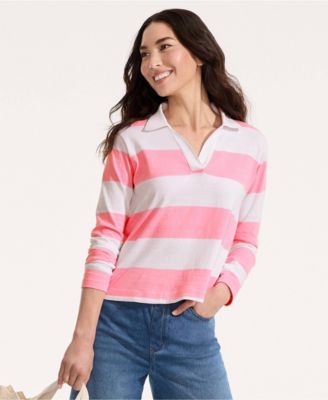 Women's Long Sleeve Mariner Johnny Collar Polo Tops