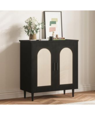 Rattan Accent Sideboard Console Table for Hallway Dining Room Kitchen with Adjustable Storage