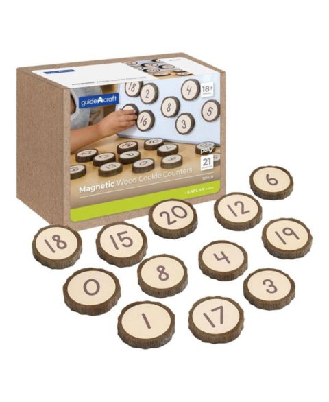 Детские игрушки Kaplan Early Learning Magnetic Wood Cookie Counters, Number Recognition, 21-Piece Set, Ages 18 Months+, цвет: Коричневый