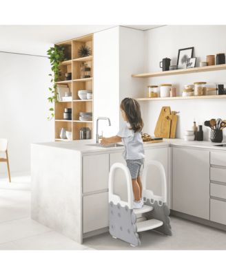 2-in-1 Toilet Seat with Step Stool, Potty Chair Attachment, Adjustable Seat and Step Ladder