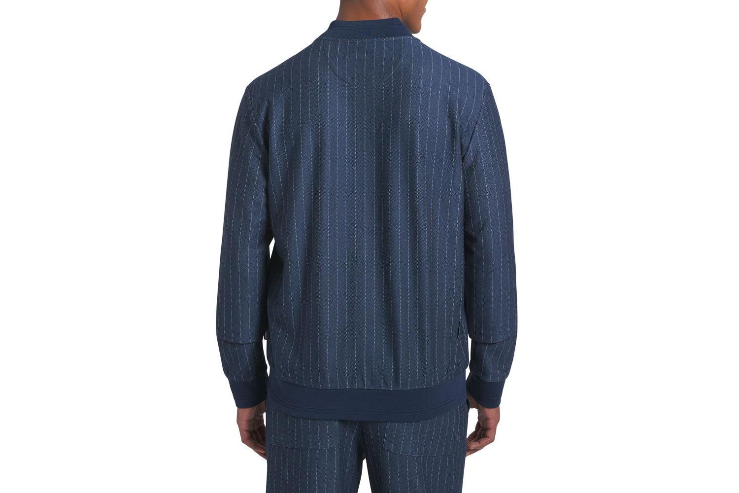 Men's pinstripe zip-up jacket