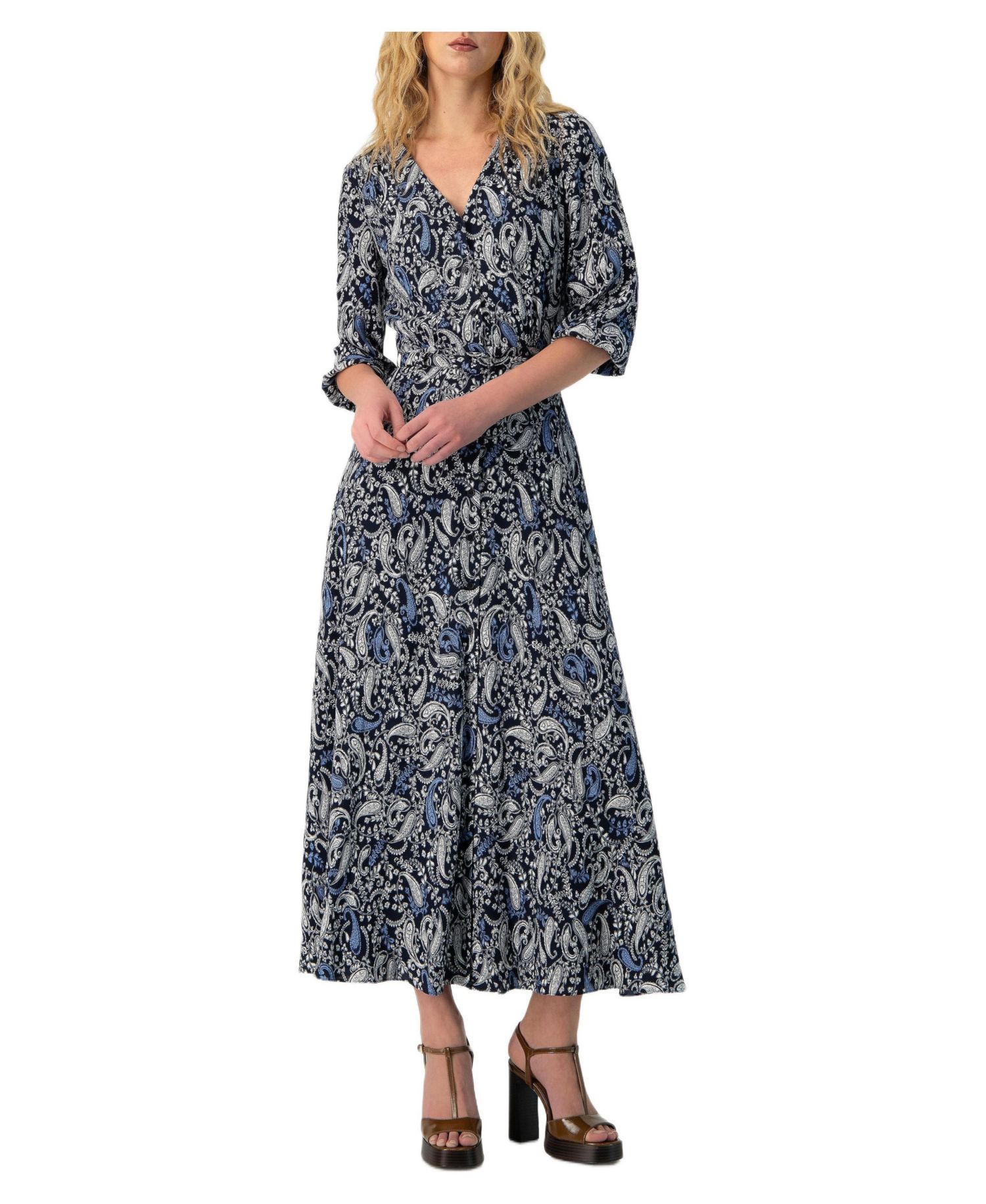 Women's Paisley V-Neck Maxi Dress