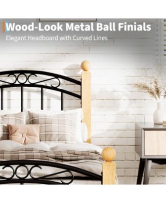 Twin Size Bed Frame with Headboard, Twin Platform Bed Frame Wooden Slat Support, No Box Spring Needed, Noise Free Sleep