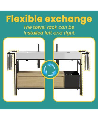 36'' Industrial Bathroom Vanity with White Artificial Stone Sink, Modern Freestanding Bathroom Vanity without Faucet