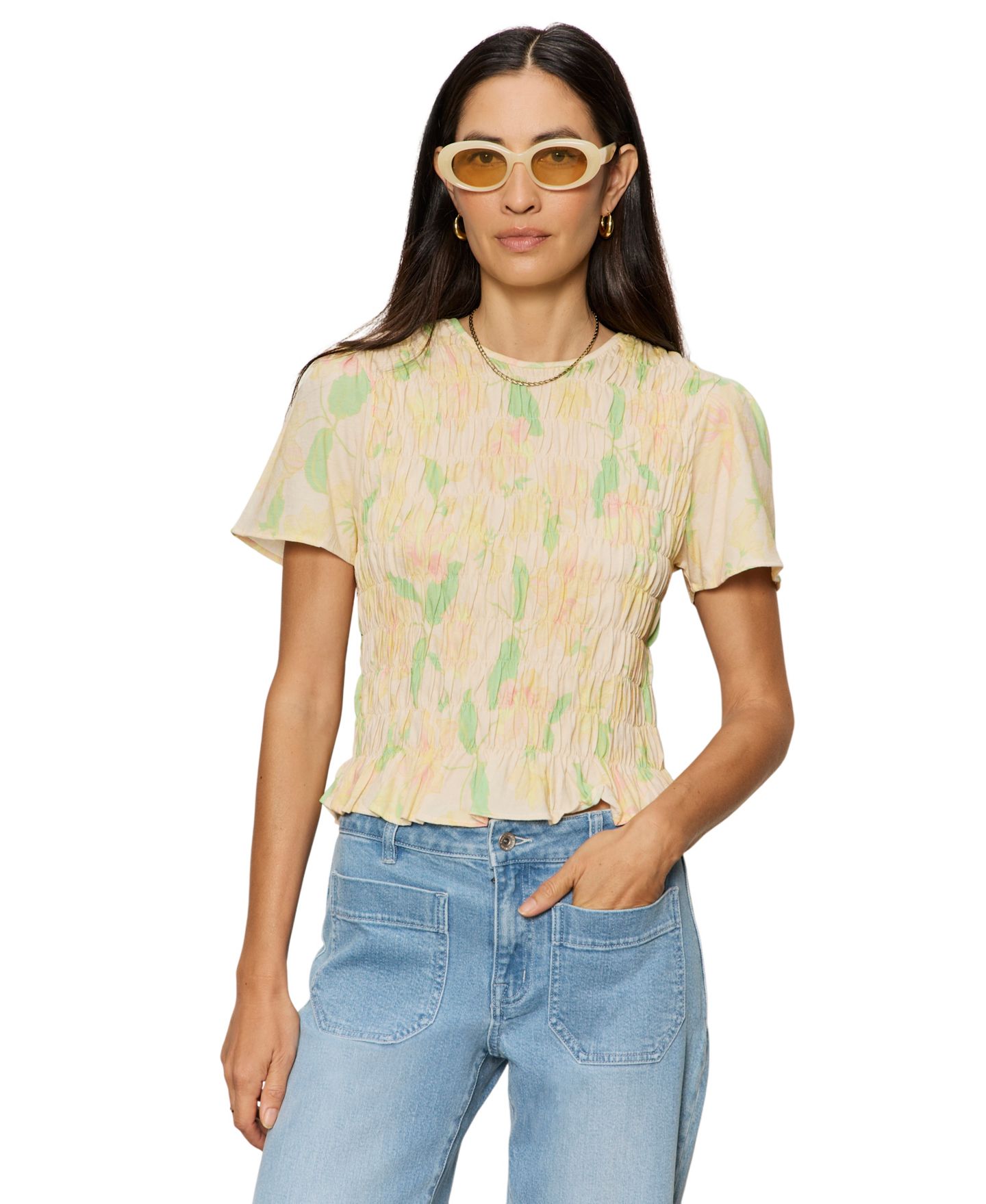 Женский топ Sanctuary Better Together Floral Smocked, цвет: Gentle Lily — фото 1