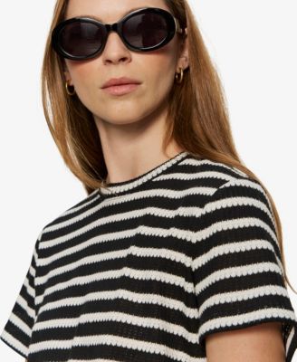 Women's Striped Crewneck Textured T-Shirt
