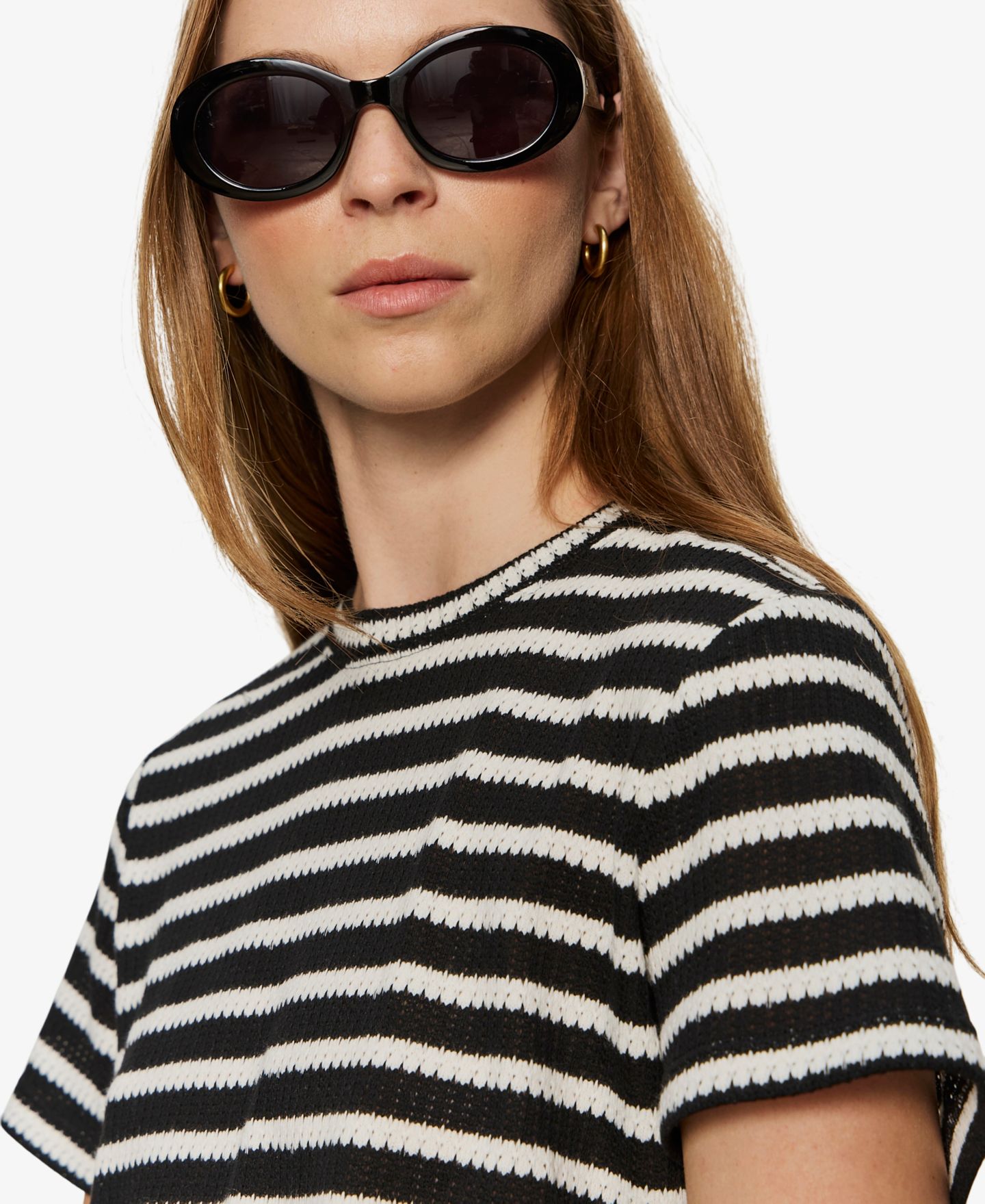 Женская футболка Sanctuary Striped Crewneck Textured, цвет: Чёрный / Меловой полосатый — фото 4