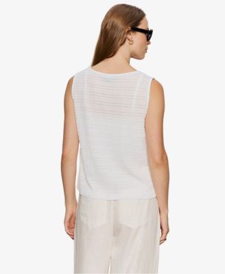 Women's Crewneck Button-Front Textured Top