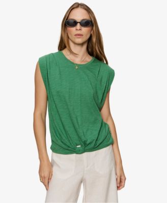 Women's Knot-Front Crew Neck Muscle Tee