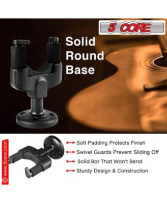 5Core Guitar Wall Mount 2Pc Hanger Hook Metal Base Soft Padding Adjustable Rotatable Holder