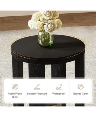 Round Side Table, 2-Tier End Table for Living Room & Bedroom