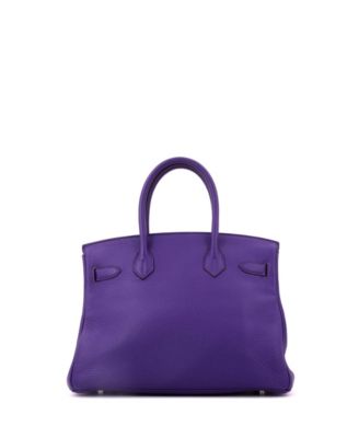 Birkin 30 Handbag Purple Clemence with Palladium Hardware
