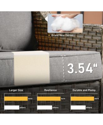 5 Piece Outdoor Patio Furniture Set,Wicker Conversation Set with Comfy Deep Sofa,Wide Armrest Chairs with Ottoman for Outside Porch Balcony