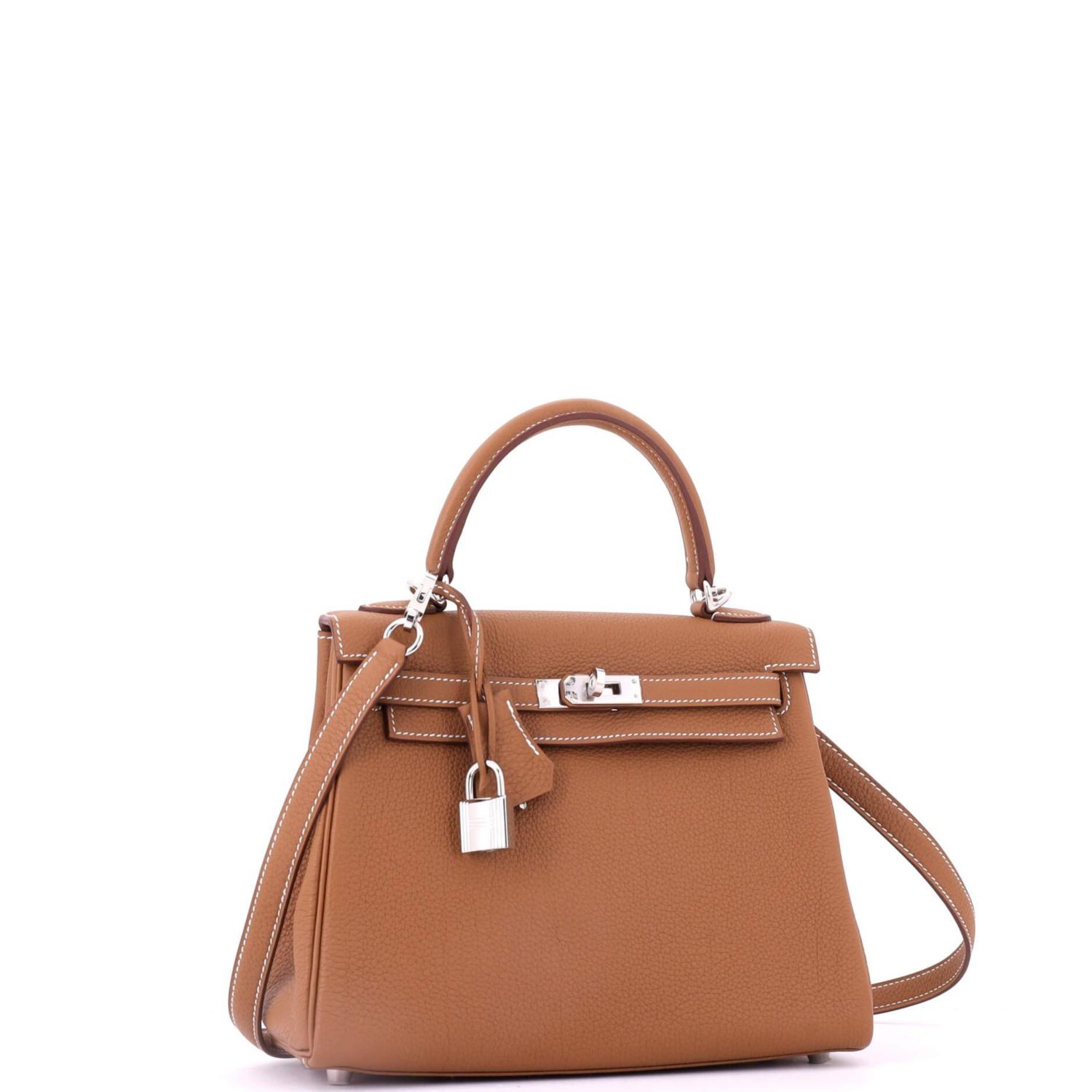 Kelly 25 Handbag Brown Togo with Palladium Hardware