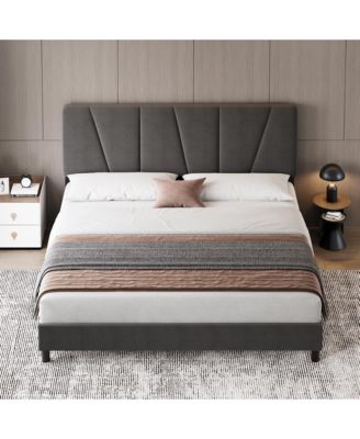  King Bed Frame with Headboard- Strong Wood Slats Easy Assembly No Box Spring Needed