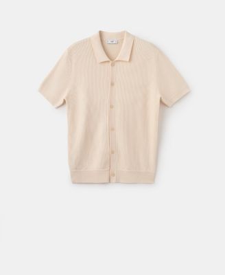 Men's Cotton Structured Knit Buttons Polo Shirt