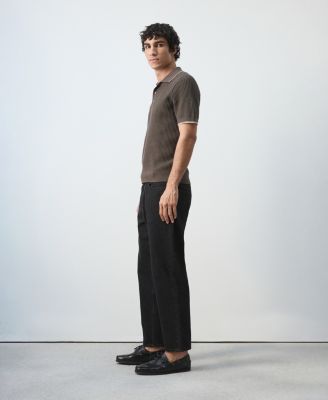 Men's Fine-Knit Herringbone Polo Shirt