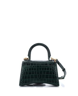 XS Hourglass Top Handle Bag Embossed Leather