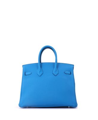 Birkin 25 Handbag Blue Togo with Palladium Hardware