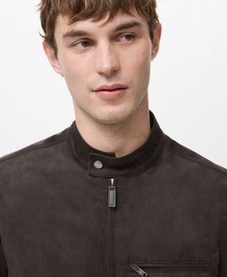 Men's Suede-Effect Biker Jacket