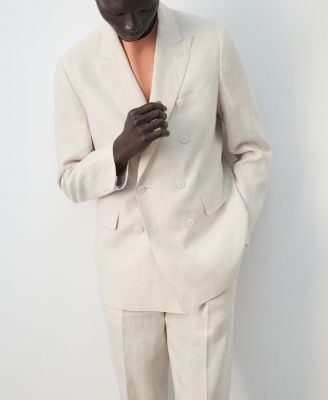 Men's Amalfi Linen Slim-Fit Double-Breasted Suit Blazer