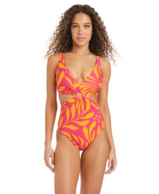 Women's Deep V-Neck One-Piece Swimsuit