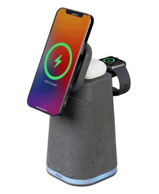 Power Tower Triple Wireless Charging Station Bluetooth Speaker